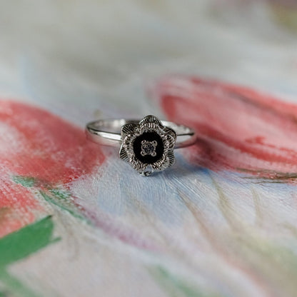 Vintage Flower Ring - 18k White Gold Electroplated with Clear Austrian Crystal jewelry image 1