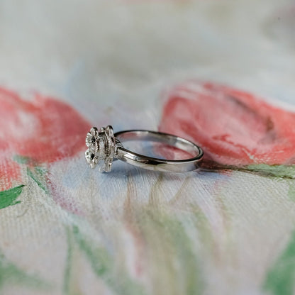 Vintage Flower Ring - 18k White Gold Electroplated with Clear Austrian Crystal jewelry image 1