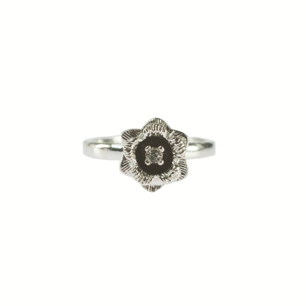 Vintage Flower Ring - 18k White Gold Electroplated with Clear Austrian Crystal jewelry image 1