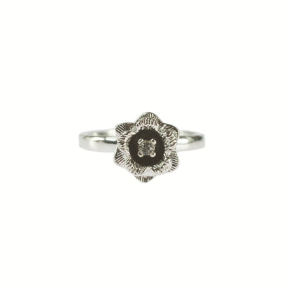 Vintage Flower Ring - 18k White Gold Electroplated with Clear Austrian Crystal jewelry image 1