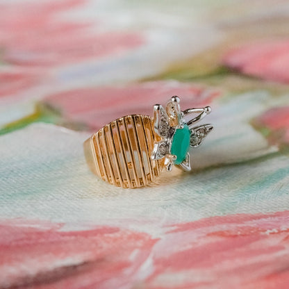 Vintage 1980s Butterfly Ring with Zircon and Clear Austrian Crystals – 18kt Yellow Gold Electroplated jewelry image 1