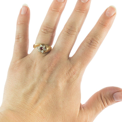 Vintage 1980s Ruby and Clear Austrian Crystal Cluster Ring - 18k Gold Electroplated jewelry image 1