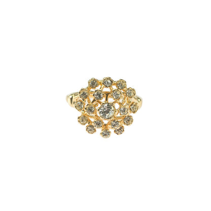 Vintage 18k Gold Electroplated Edwardian Style Ring with Clear Austrian Crystals - Made in USA jewelry image 1