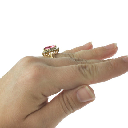 Vintage 1980s Smokey Topaz and Clear Austrian Crystal 18k Yellow Gold Electroplated Ring jewelry image 1