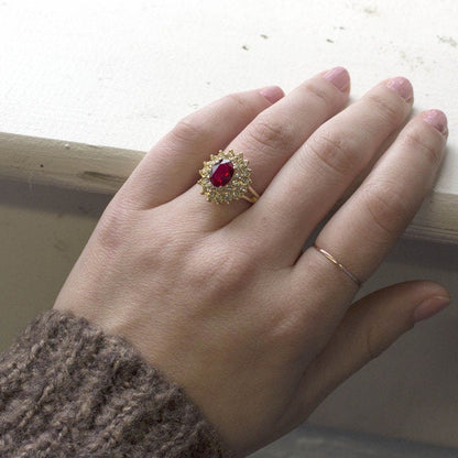 Vintage Amethyst Austrian Crystal Cocktail Ring - 18k Gold Electroplated jewelry image 1