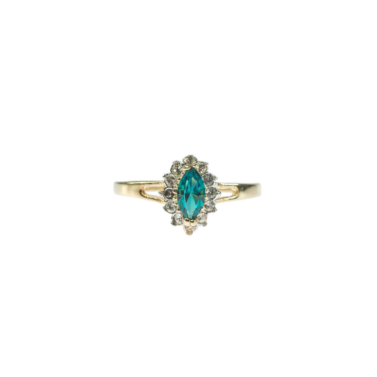 Vintage 1980s Zircon and Clear Austrian Crystal Ring - 18kt Yellow Gold Electroplated - Made in USA jewelry image 1