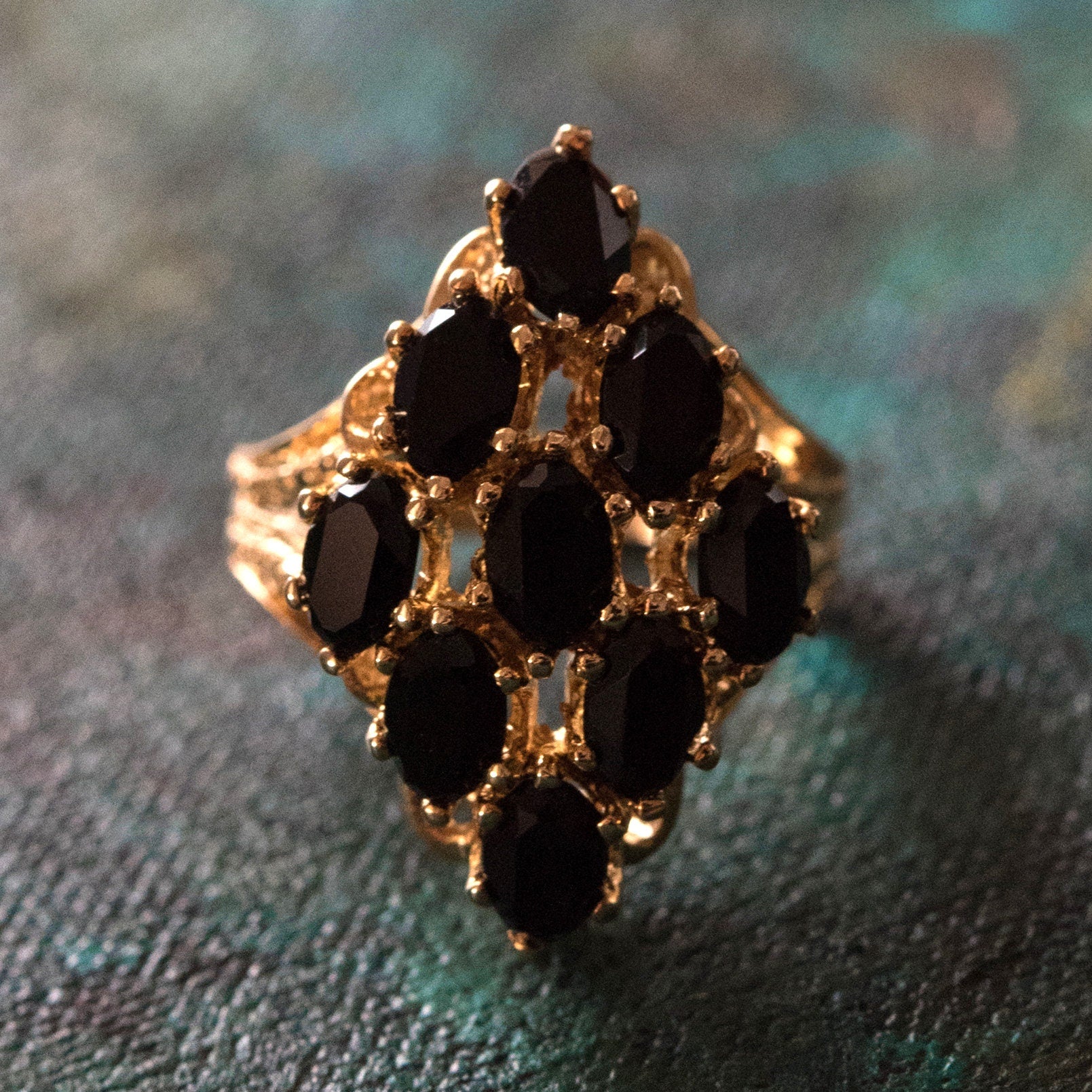 Vintage Garnet Austrian Crystal Cocktail Ring – 18k Yellow Gold Electroplated, Made in USA jewelry image 1