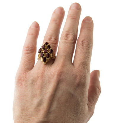 Vintage Black Austrian Crystal Cocktail Ring - 18k Gold Electroplated Art Deco Style #R284 jewelry image 1