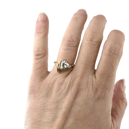 Vintage Heart Shaped Cubic Zirconia Ring 18k Yellow Gold Electroplated Made in USA jewelry image 1