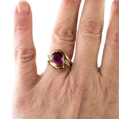 Vintage 1980s Blue Topaz and Clear Austrian Crystal Ring - 18kt Yellow Gold Electroplated - Made in USA jewelry image 1