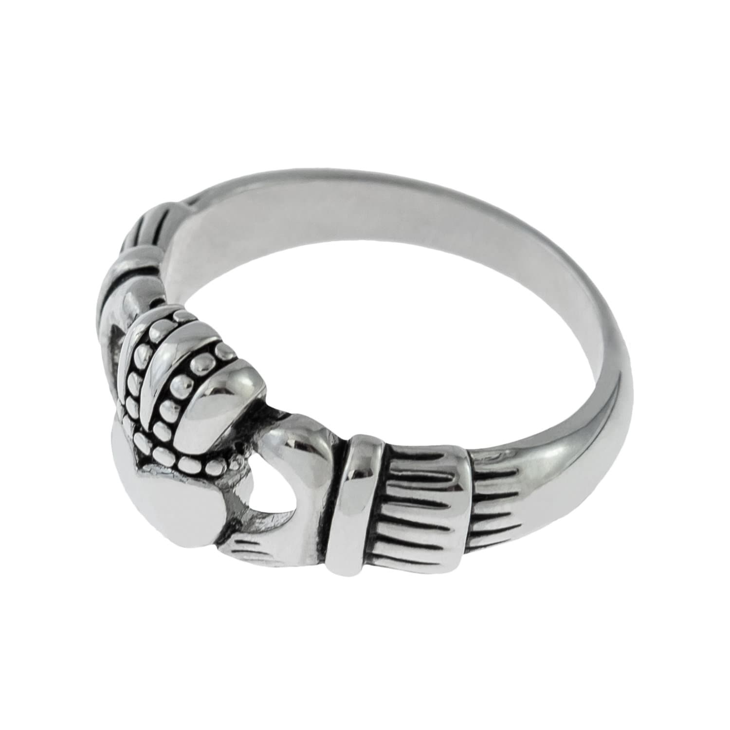 Vintage 1970s Irish Claddagh Ring - 18k White Gold Electroplated - Made in USA jewelry image 1