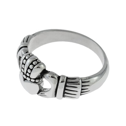 Vintage 1970s Irish Claddagh Ring - 18k White Gold Electroplated - Made in USA jewelry image 1