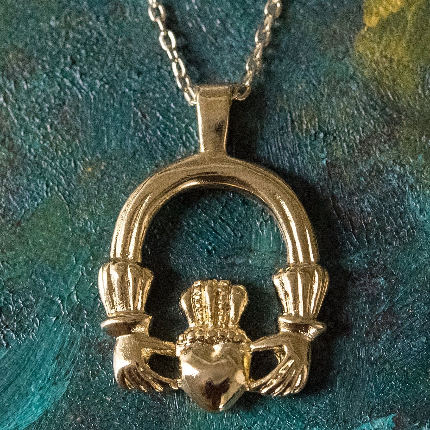 Vintage Claddagh Pendant Necklace - 18k Yellow Gold Electroplated - Made in the USA jewelry image 1