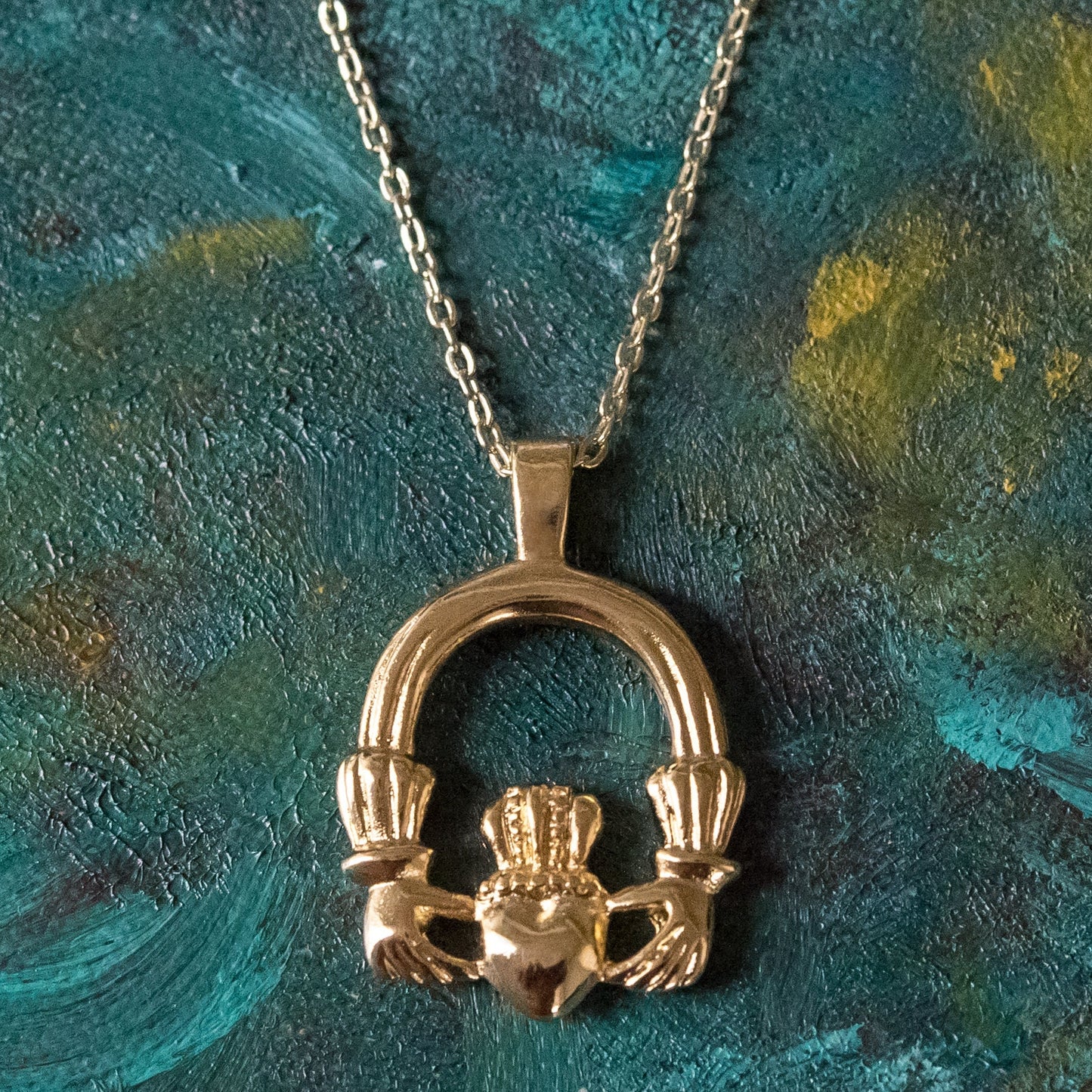 Vintage Claddagh Pendant Necklace - 18k Yellow Gold Electroplated - Made in the USA jewelry image 1