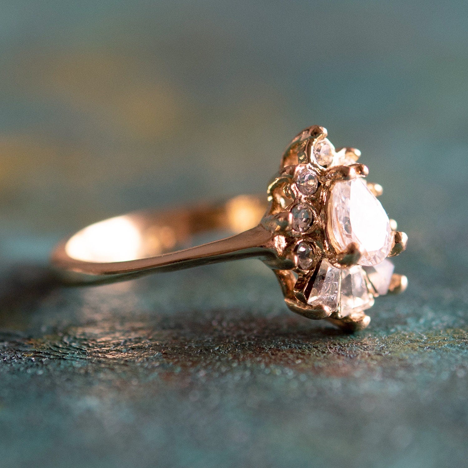 Vintage 1990s Clear Cubic Zirconia 18k Gold Electroplated Cocktail Ring - Made in USA jewelry image 1