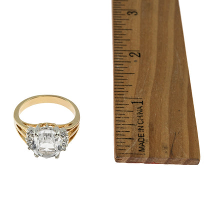 Vintage 1980s Clear Austrian Crystal Ring - 18k Yellow Gold Electroplated - Made in USA jewelry image 1