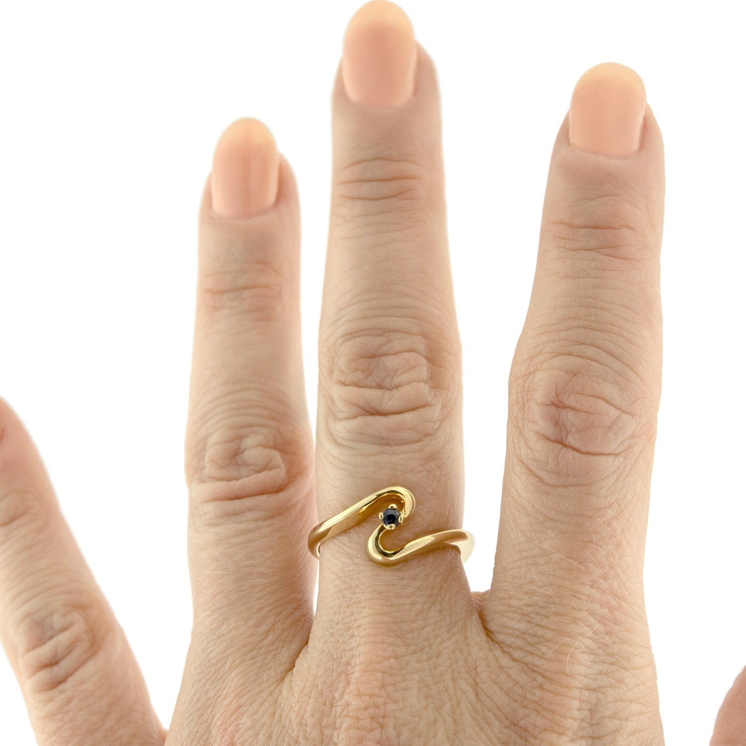 Vintage 1980s Cubic Zirconia Solitaire Ring - 18k Yellow Gold Electroplated - Made in USA jewelry image 1