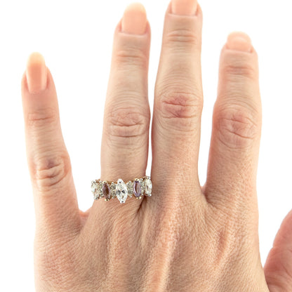 Vintage Genuine Amethyst and Clear Cubic Zirconia Cocktail Ring - 18k Yellow Gold Electroplated jewelry image 1