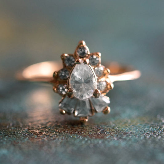 Vintage 1990s Clear Cubic Zirconia 18k Gold Electroplated Cocktail Ring - Made in USA jewelry image 1