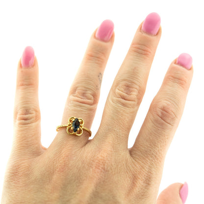 Vintage Marquise Cut Sapphire Austrian Crystal Ring - 18k White Gold Electroplated - Made in USA jewelry image 1