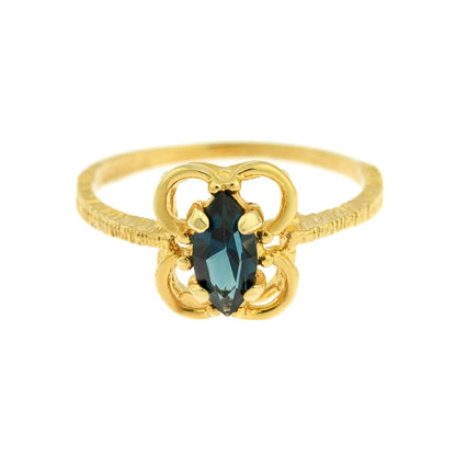Vintage 18k Gold Electroplated Marquise Sapphire Austrian Crystal Ring – Made in USA jewelry image 1