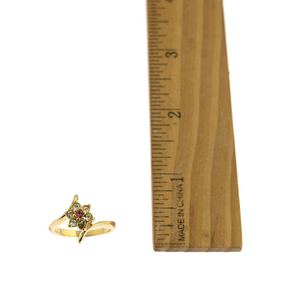 Vintage 1970s Pink Tourmaline and Clear Austrian Crystal Cluster Ring - 18k Yellow Gold Electroplated jewelry image 1