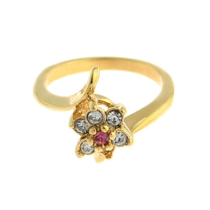 Vintage 1970s Pink Tourmaline and Clear Austrian Crystal Cluster Ring - 18k Gold Electroplated jewelry image 1
