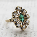 Gold Clear Crystal Austrian Emerald