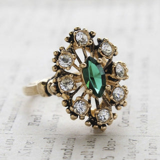 Gold Clear Crystal Austrian Emerald