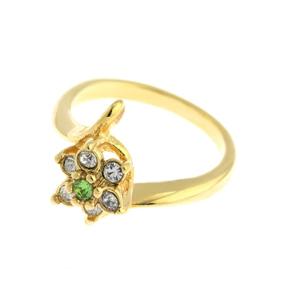 Vintage 1970s Peridot and Clear Austrian Crystal Cluster Ring - 18k Gold Electroplated jewelry image 1