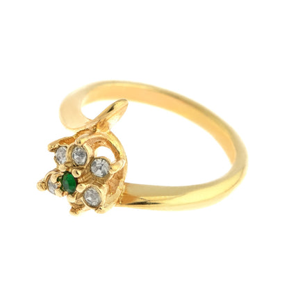 Vintage 1970s Emerald and Clear Austrian Crystal Cluster Ring - 18k Gold Electroplated jewelry image 1