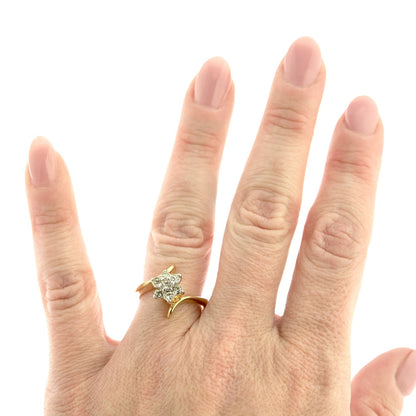 Vintage 1970s Clear Austrian Crystal Cluster Ring - 18k Yellow Gold Electroplated - Made in USA jewelry image 1