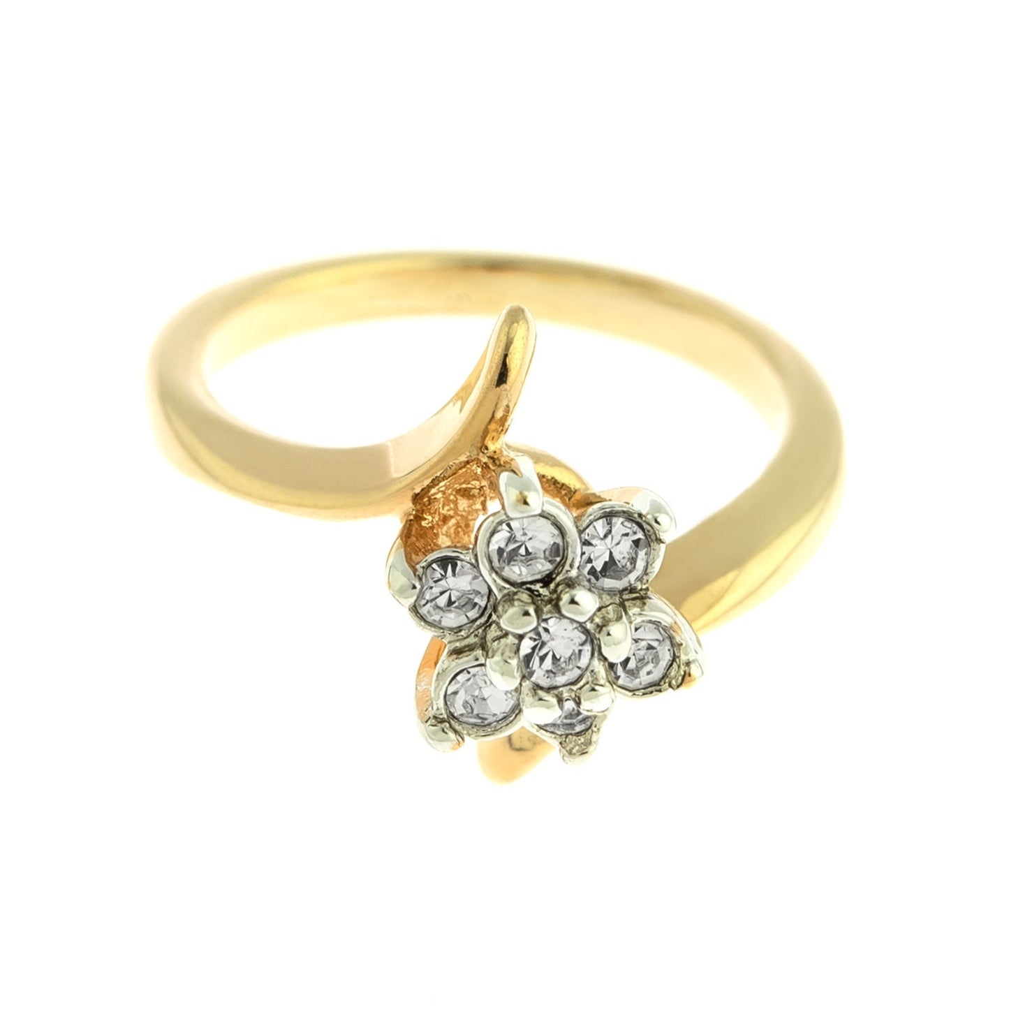 Vintage 1970s Clear Austrian Crystal Cluster Ring - 18k Yellow Gold Electroplated - Made in USA jewelry image 1