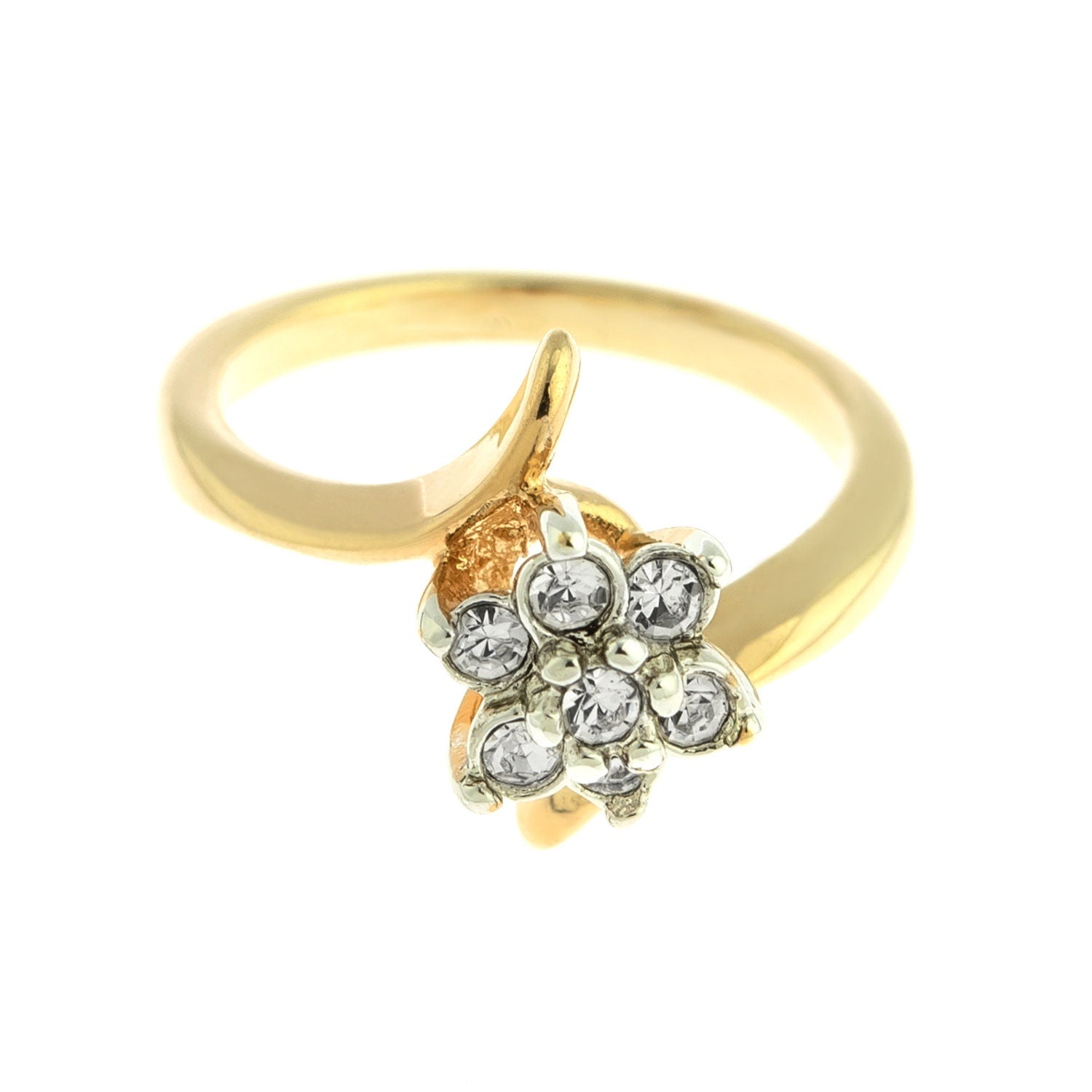 Vintage 1970s Clear Austrian Crystal Cluster Ring - 18k Yellow Gold Electroplated - Made in USA jewelry image 1