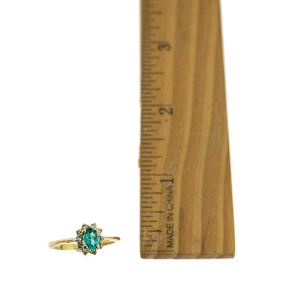Vintage 1980s Blue Zircon and Clear Austrian Crystal Ring - 18kt Yellow Gold Electroplated - Made in USA jewelry image 1