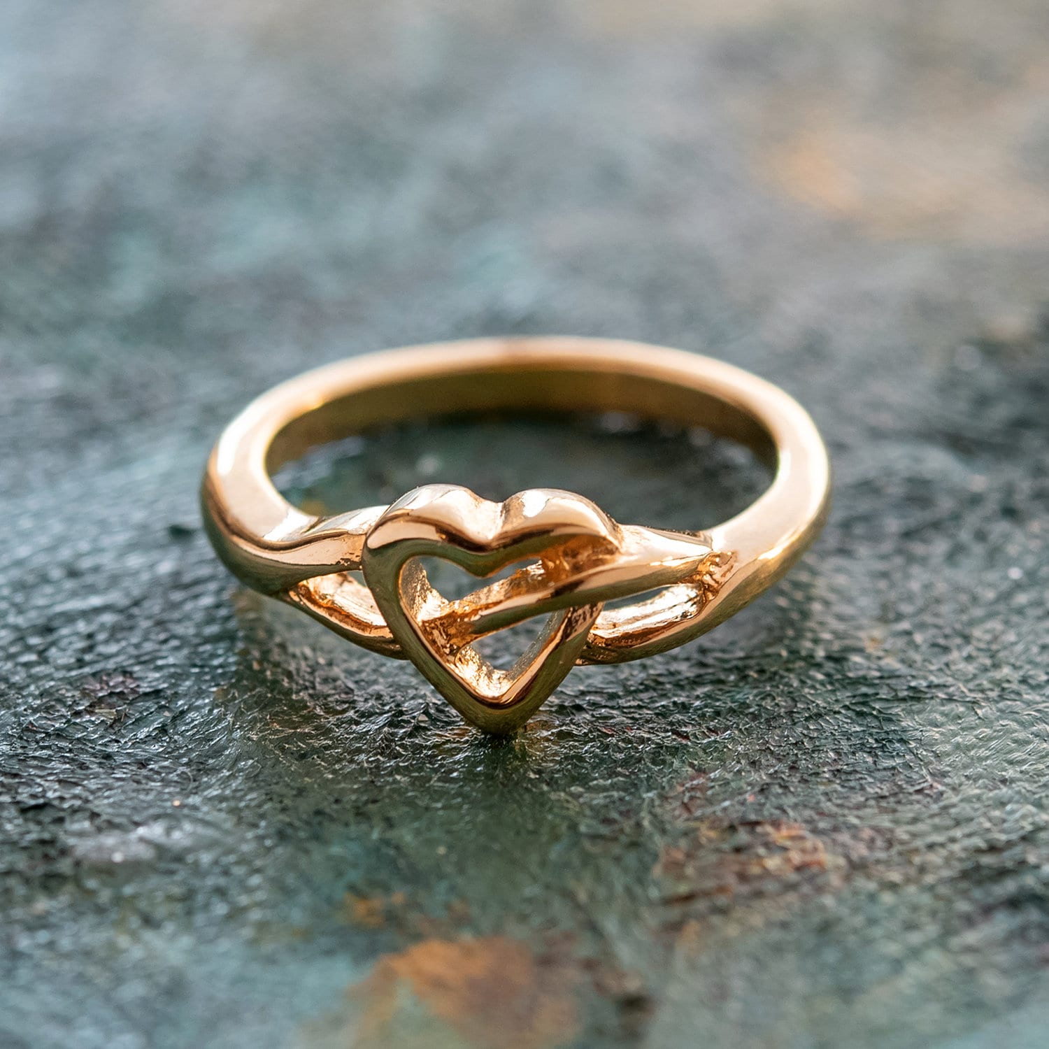 Vintage 1980s Heart 18kt Yellow Gold Electroplated Ring Made in USA jewelry image 1