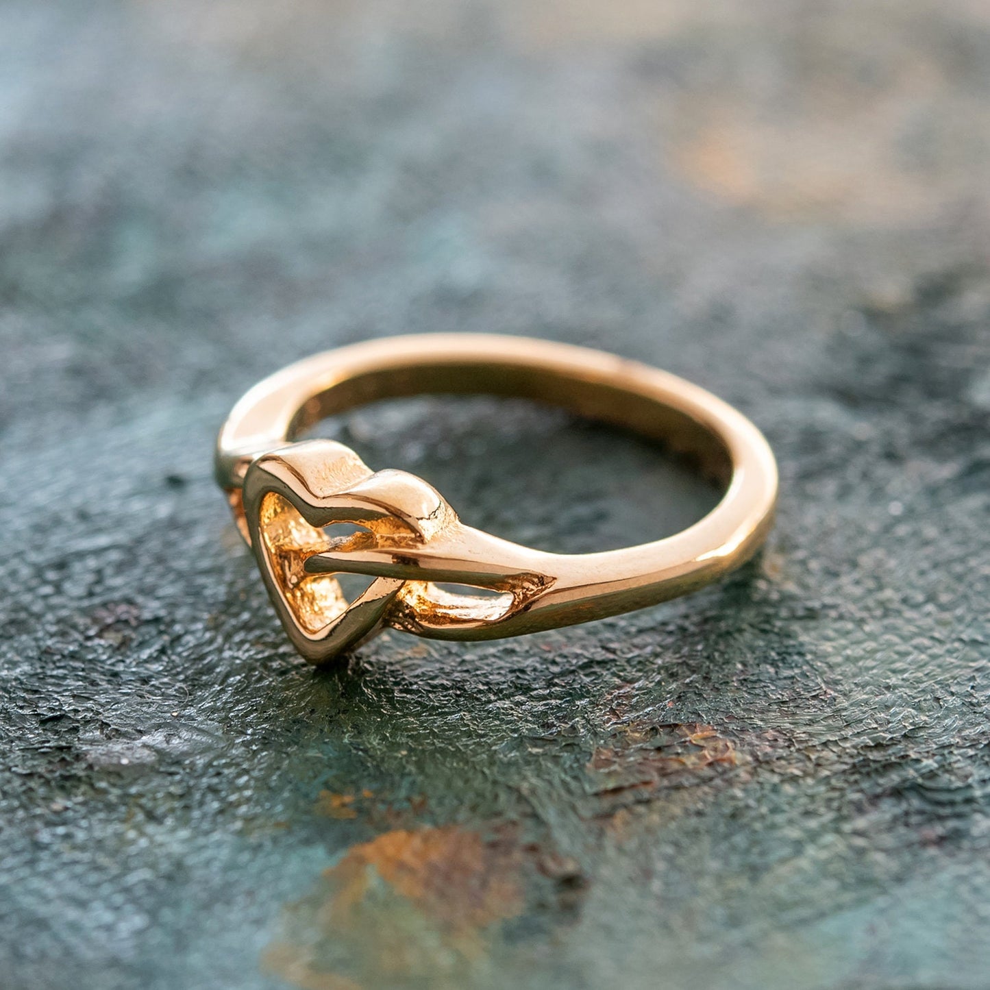 Vintage 1980s Heart 18kt Yellow Gold Electroplated Ring Made in USA jewelry image 1