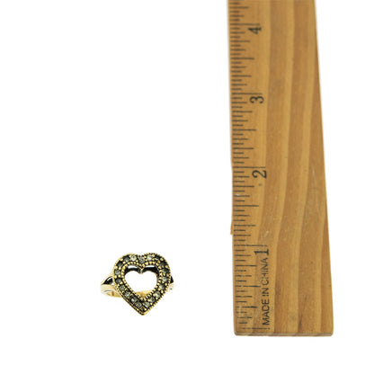 Vintage Clear Austrian Crystal Open Heart Ring - 18kt Yellow Gold Electroplated - Made in USA jewelry image 1