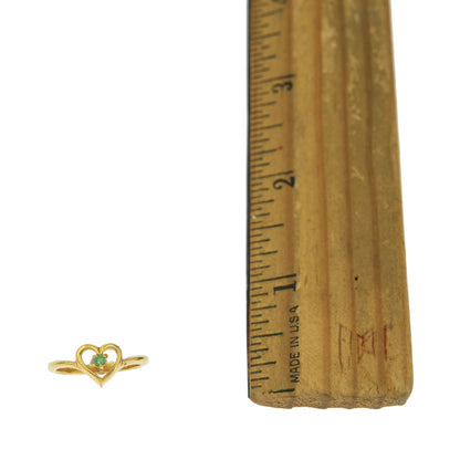 Vintage 1970s Genuine Emerald 18k Gold Electroplated Heart Ring - Made in USA jewelry image 1