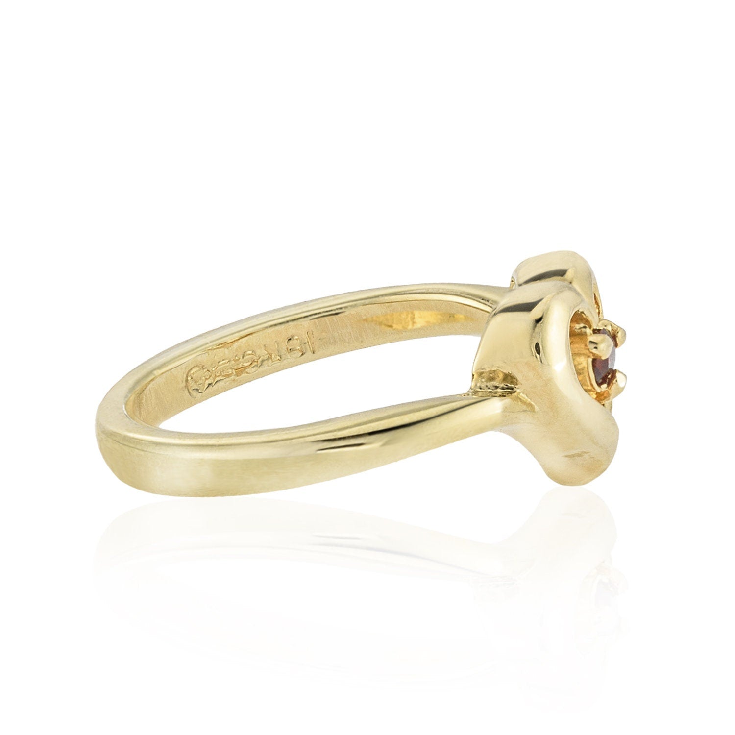 Vintage 1970s Heart Ring with Garnet Austrian Crystal – 18k Yellow Gold Electroplated – Made in USA jewelry image 1