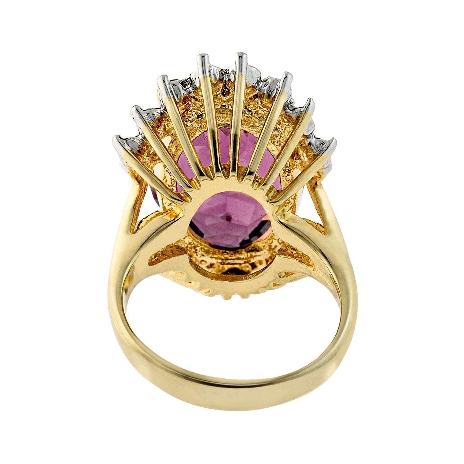 Vintage Amethyst and Clear Austrian Crystal Cocktail Ring - 18k Yellow Gold Electroplated - Made in USA jewelry image 1