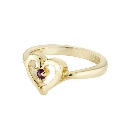 Vintage 1970s Amethyst Austrian Crystal Heart Ring - 18k Yellow Gold Electroplated - Made in USA jewelry image 1