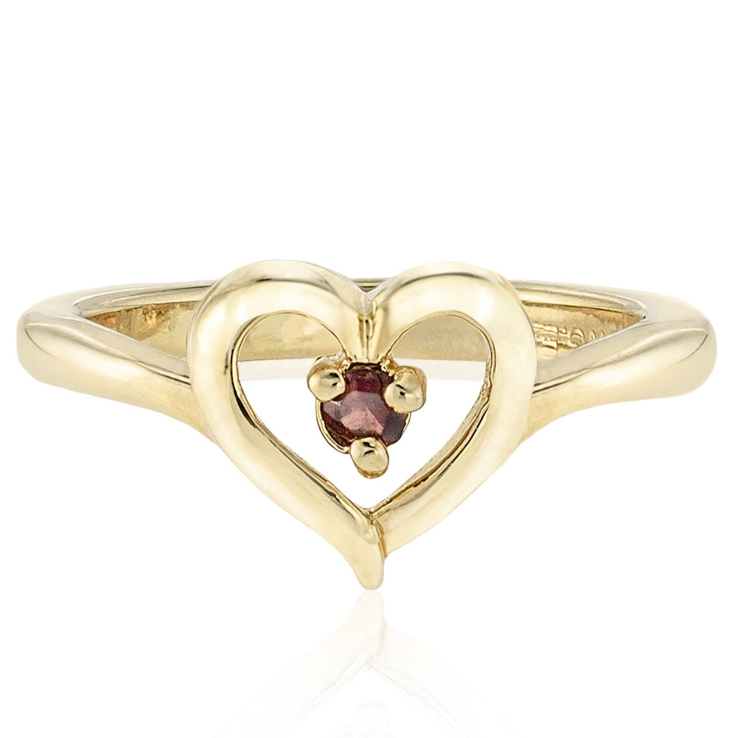 Vintage 1970s Heart Ring with Garnet Austrian Crystal – 18k Yellow Gold Electroplated – Made in USA jewelry image 1