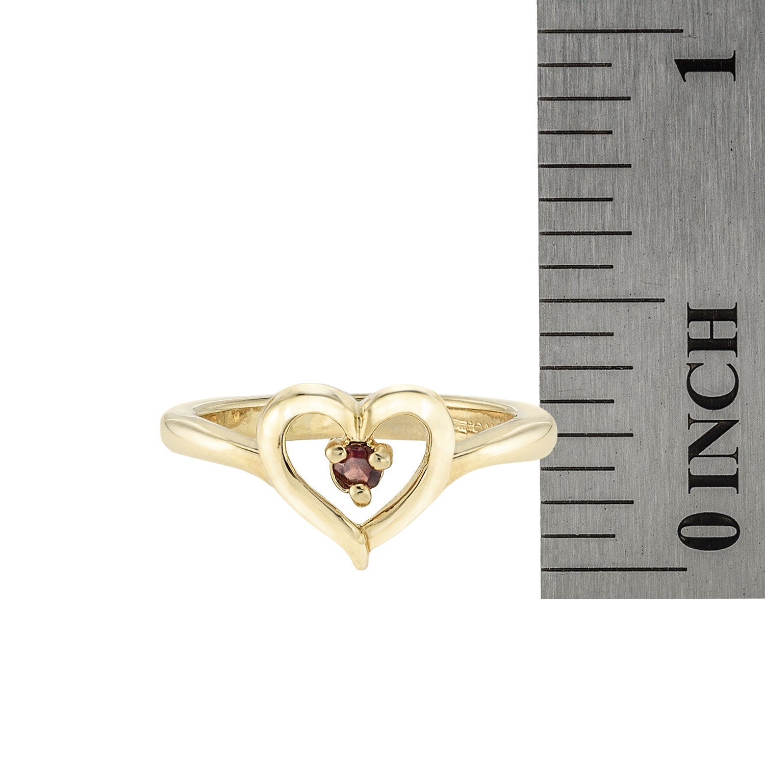 Vintage 1970s Heart Ring with Garnet Austrian Crystal – 18k Yellow Gold Electroplated – Made in USA jewelry image 1