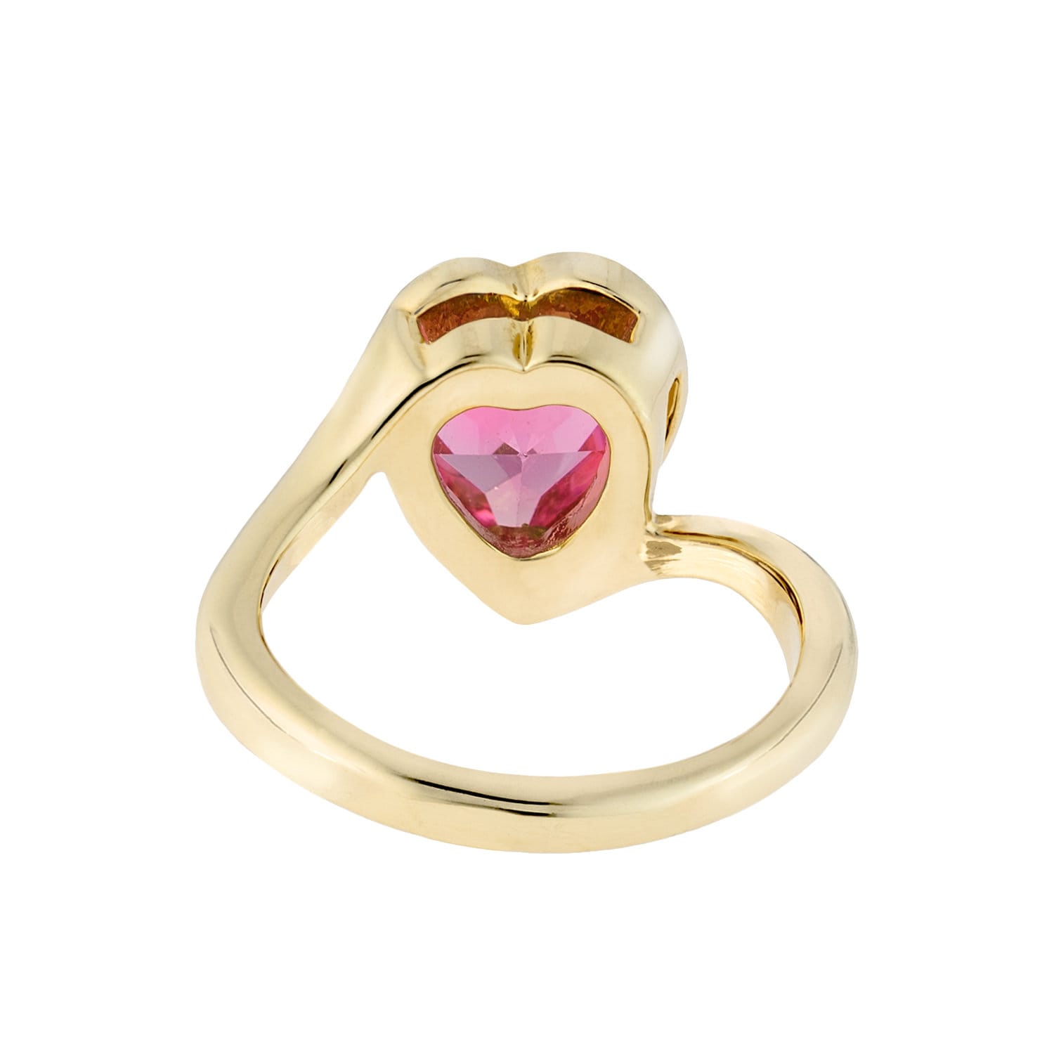 Vintage 1970s Heart Shape Ring with Pink Tourmaline Austrian Crystal - 18k Gold Electroplated jewelry image 1