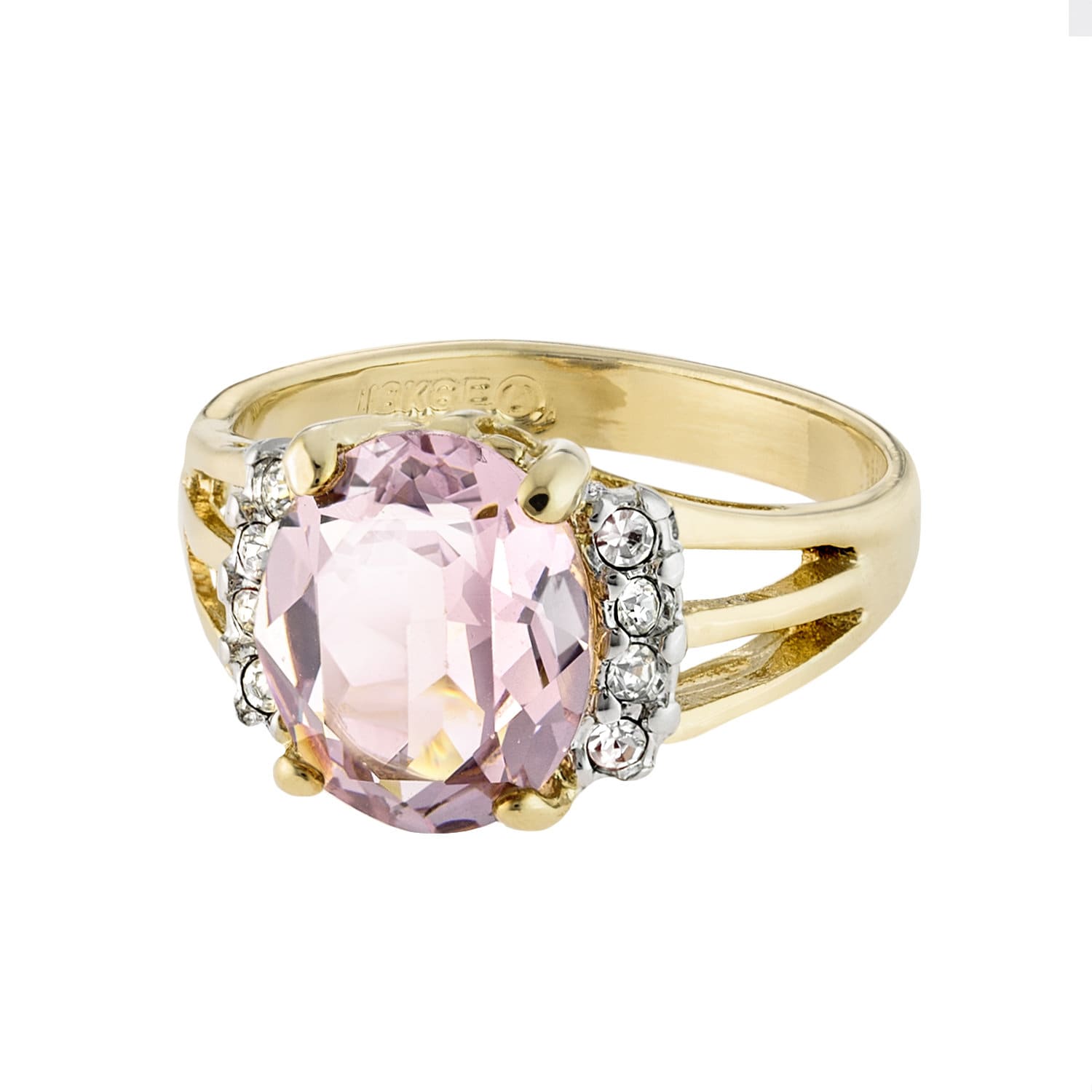 Vintage 1980s Alexandrite Cubic Zirconia Ring with Clear Austrian Crystals – 18k Yellow Gold Electroplated – Made in USA jewelry image 1