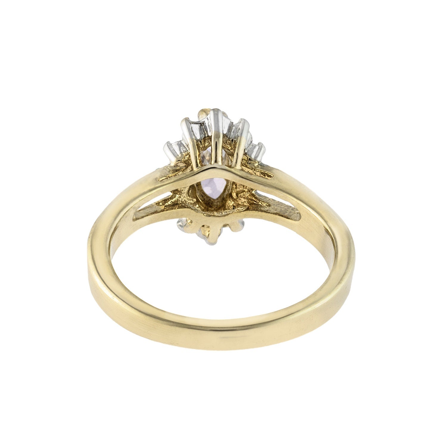 Vintage 1980s Austrian Crystal Marquise Halo Ring – 18kt HGE Yellow Gold Electroplated – Alexandrite Clear Crystal #R1314 jewelry image 1
