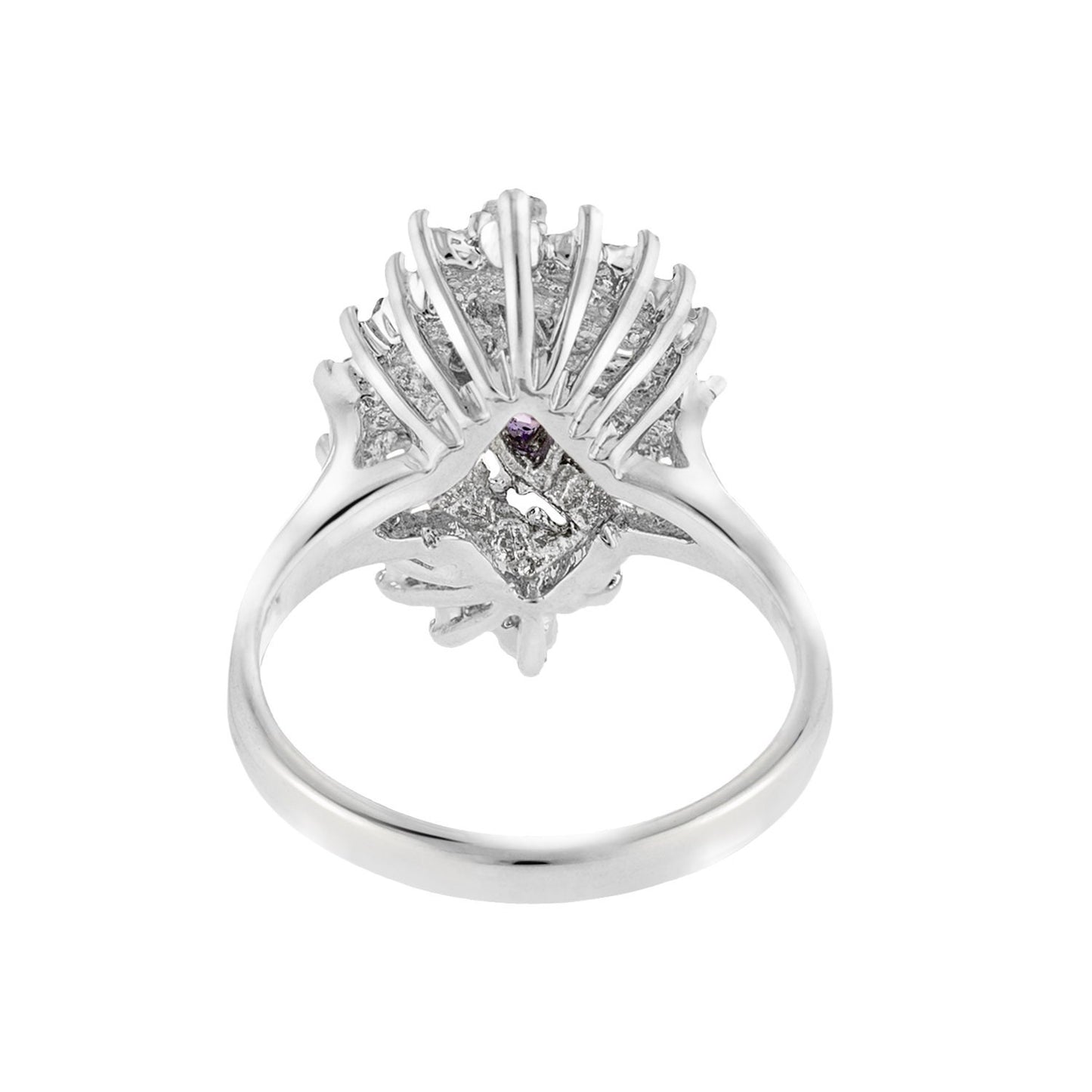 Vintage 1970s Amethyst and Clear Austrian Crystal Cocktail Ring - 18k White Gold Electroplated jewelry image 1
