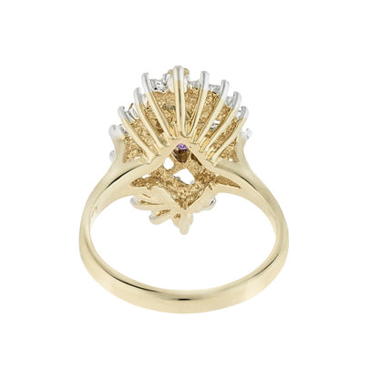 Vintage 1970s Amethyst and Clear Austrian Crystal Cocktail Ring - 18k Yellow Gold Electroplate jewelry image 1