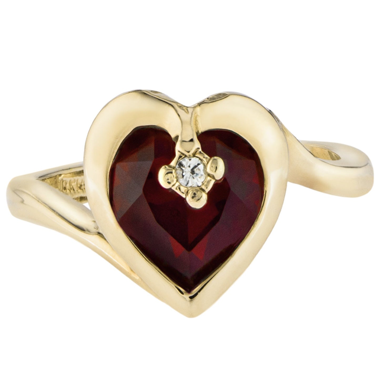 Vintage 1970s Heart Shape Ring with Garnet Austrian Crystal 18k Gold Electroplated Made in USA jewelry image 1
